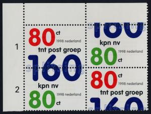 Netherlands 1002a TL Block MNH Split of Royal Netherlands PTT