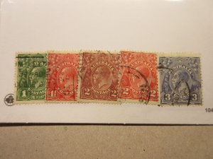 AUSTRALIA  Scott 67b, 68, 70, 71, 72 USED Cat $17.40