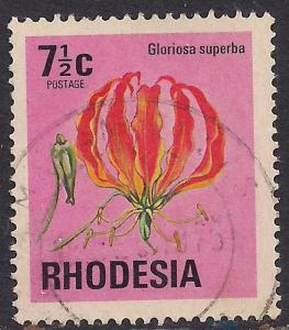 Rhodesia 1974 QE2 7 1/2 ct Flowers used SG 146 ( K518 )