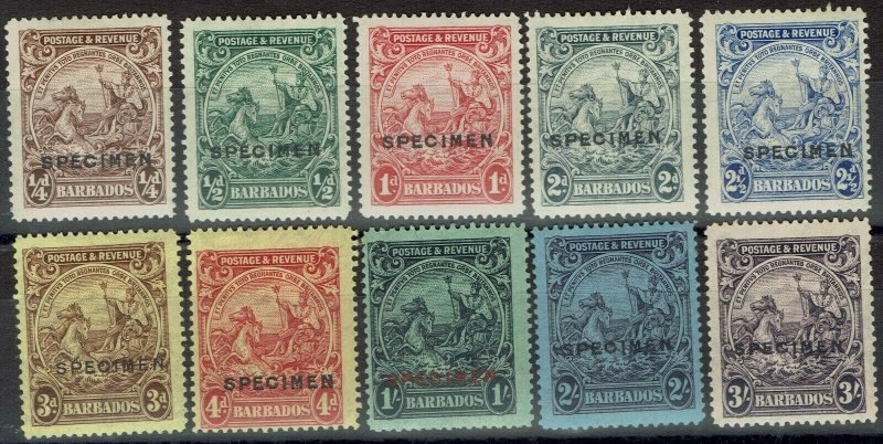 BARBADOS 1925 KGV SEAHORSES SPECIMEN RANGE TO 3/- 