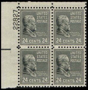 US #828 HARRISON MNH UL PLATE BLOCK #22827