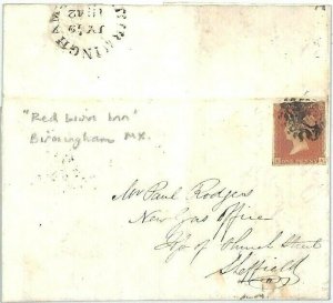 GB MALTESE CROSS 1842 *Birmingham MX* Red Lion Inn Cover Letter MAIL-COACH BK40