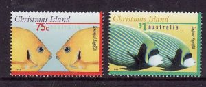 Christmas Is.-Sc#374-5-unused NH set-Angelfish-Marine Life-1995-