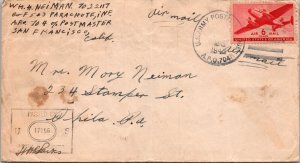 US Army Postal Service 1945 - Airmail - Naval Censor Cover - F68489