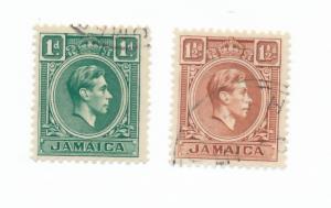 Jamaica 1938 - Scott 117 & 118 used - King George VI