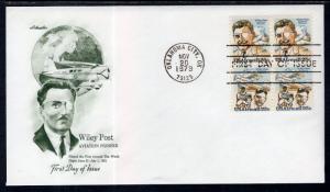 US C96a Wiley Post Block of Four Artmaster U/A FDC