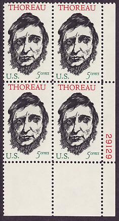 1327 Henry David Thoreau MNH plate block