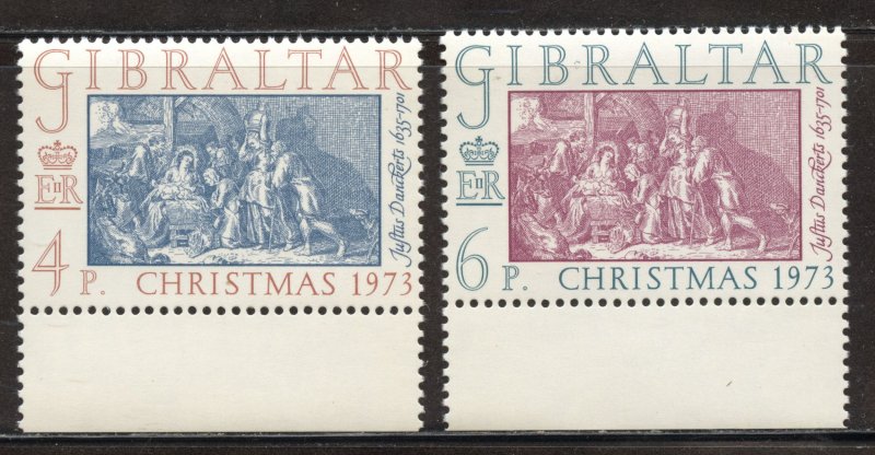 Gibraltar Scott 303-04 MNHOG - 1973 Christmas Issue - SCV $0.95