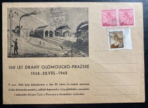 1945 Prague Bohemia Moravia Souvenir Cover 100 years of the Olomouc railway