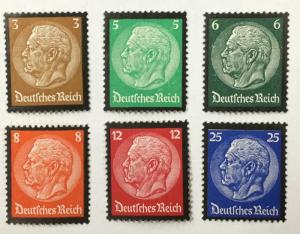 (BJ Stamps) GERMANY, #436-441, 1934 set of 6, FVF, OG, MNH. CV $127.00.