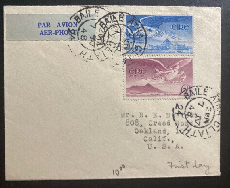 1948 Dublin Ireland Airmail First Day cover FDC To Oakland CA USA