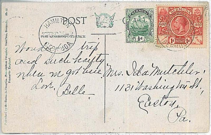 POSTAL HISTORY -  BERMUDA : POSTCARD to USA 1922