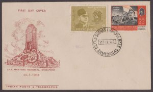 INDIA - 1964 NETAJI SUBHASH CHANDRA BOSE 2V FDC