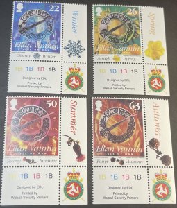ISLE OF MAN # 824-827-MINT/NEVER HINGED-COMPLETE SET OF PLATE # SINGLES-1999
