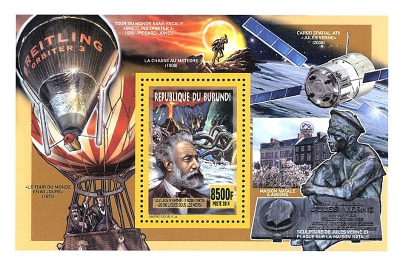 Burundi 2015 Imperf. Famous Characters: Jules Verne Full N° 3532 - 3535 BL 529