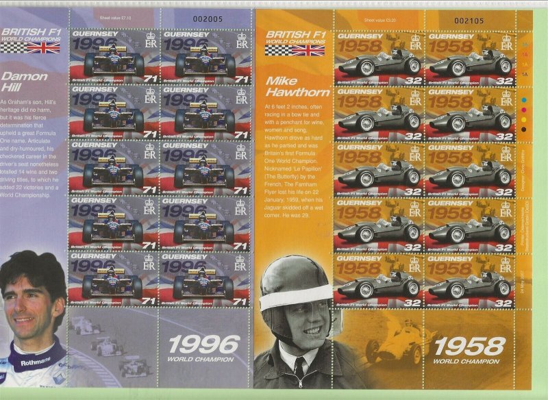 GB - GUERNSEY Sc 938-45 MINISHEETS OF 2007 - RACING CARS. Sc$120+ 