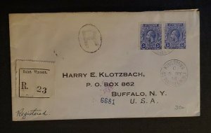 1926 Kingstown St Vincent Registered Cover to Buffalo NY Via New York City Cover