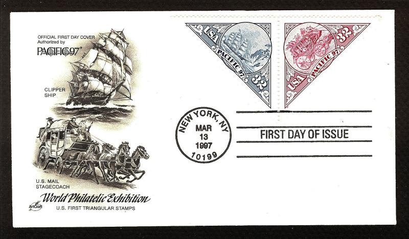 FIRST DAY COVER #3131a Pacific 97 Expo 32c Pair 3130+3131 ARTCRAFT U/A FDC 1997