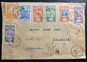 1922 Papeete Tahiti Registered Front Cover to Trieste Italy