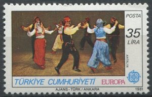 Turkey Sc#2178 MNH, 35L multi, Europa (C.E.P.T.) 1981 - Folklore (1981)