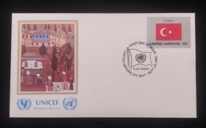 EL)1980 UNITED NATIONS, NATIONAL FLAG OF THE MEMBER COUNTRIES, TURKEY, UNICEF, L