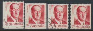 Australia  Sc# 517 Stanley Bruce    Used x4  Booklet stamps see details 