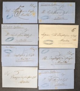 35 Alexandria Egypt to Malta stampless letters 1850s/1860s [y.95]