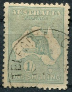 Australia Sc#10 Used, 1sh bl grn, Kangaroo issue (1913)