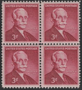 SC#1072 3¢ Andrew Mellon Block of Four (1955) MNH