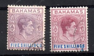 Bahamas KGVI 1938 5/- x 2 shades fine used #156 WS16609