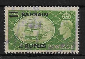 BAHRAIN SG77b 1955 2r ON 2/6 YELLOW-GREEN OVPT TYPE III USED