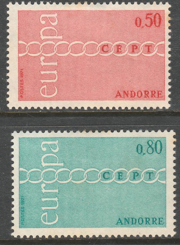 ANDORRA-FRENCH 205-206, EUROPA CEPT 1971. MINT, NH. (220)