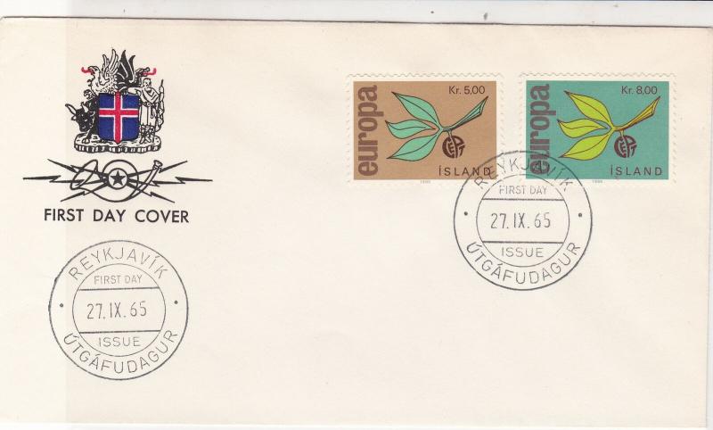 Europa Iceland 1965 Reykjavik Cancels Crest Pic Branch FDC Stamps Cover Ref25987