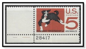 US #1307 Humane Treatment Animals Plate # Single MNH