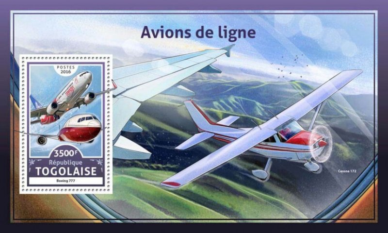 TOGO - 2016 - Airliners - Perf Souv Sheet - Mint Never Hinged