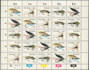 South Africa - Transkei #71,Cplt Set, Sht of 20,5 Strips of 5, 1982, Fish, NH