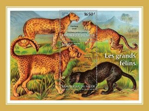 Niger 2021 MNH Wild Animals Stamps Big Cats Snow Leopards Cheetah 2v M/S 