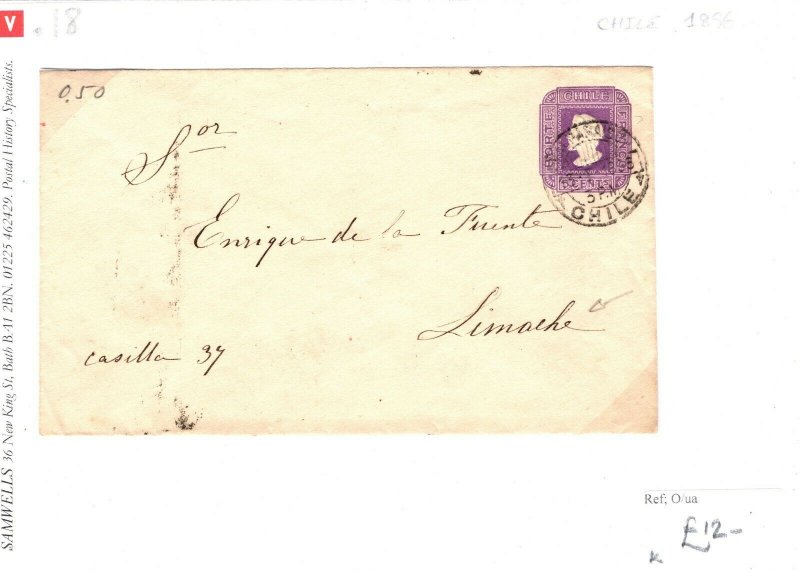 CHILE Cover *Limache* Postal Stationery Envelope 5c 1896 {samwells-covers}SV18