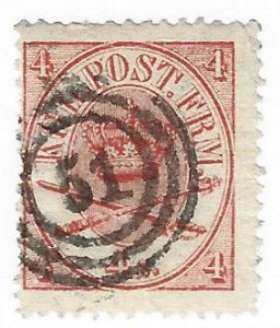 Denmark Sc #13  4s used with 3 ring '51' FVF