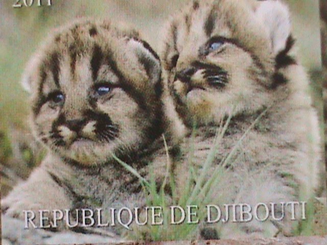 ​DJIBOUTI-2012- WORLD FAMOUS WILD ANIMALS- LIONS & TIGERS IMPERF-MNH-S/S VF