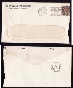 Canada Cover #2812c-2c+1cAdmiral wartax coil(#MR7)-Toronto,Ont flag cancel-Oct