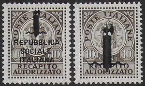 Merry Christmas - 1944 Repubblica Sociale authorised delivery 2v. MNH Sassone n.