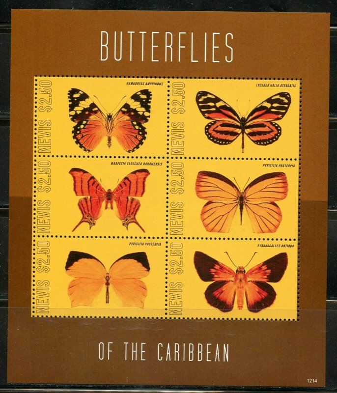 NEVIS BUTTERFLIES OF THE CARIBBEAN SHEET MINT NH   