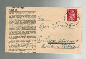 1944 Germany Dachau Concentration Camp Cover to Wartheland KZ Caritas Tarnow