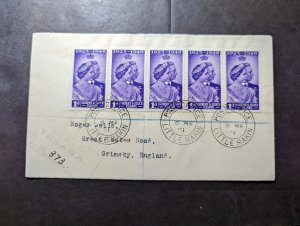 1951 British Gilbert and Ellice Islands Cover Little Makin to Grimsby England