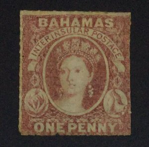 MOMEN: BAHAMAS SG #4 1861-2 ROUGH P14-16 NO WMK MINT OG H £650 LOT #60951