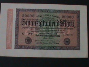 GERMANY-1923-IMPERIAL BANK NOTES-20000 MARKS-UNC-VF-101 YEARS OLD-LAST ONE