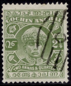 INDIAN STATES - Cochin GVI SG71, 2¼a sage-green, FINE USED.