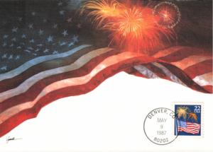 #2276 Flag and Fireworks Maxi FDC
