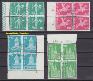SWITZERLAND SET VARIETIES, FLUORESCENCE ON THE BACK Blo4 U